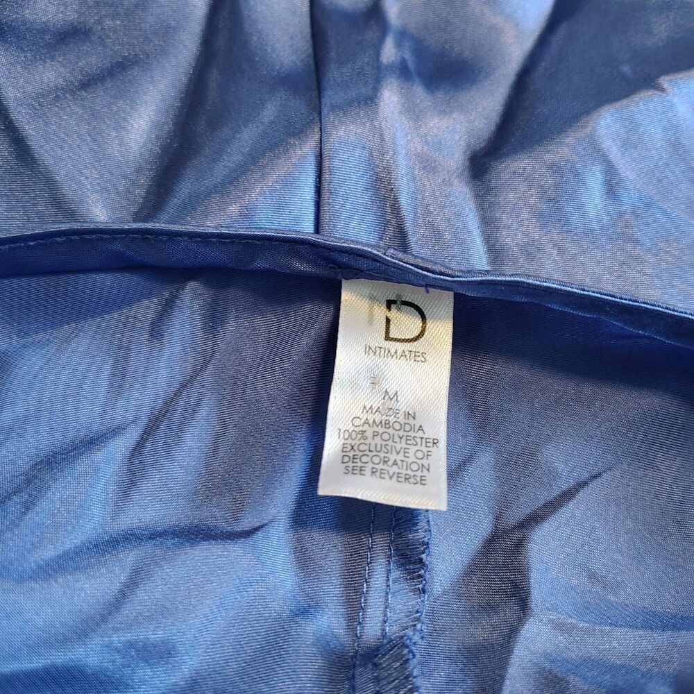 Womens Coquette Satin Slip Dress Size M Blue Lace Trim Babydoll Y2K Fairycore - Picture 8 of 11